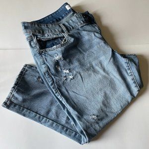 LANE BRYANT LACE DISTRESSED BOYFRIEND JEANS